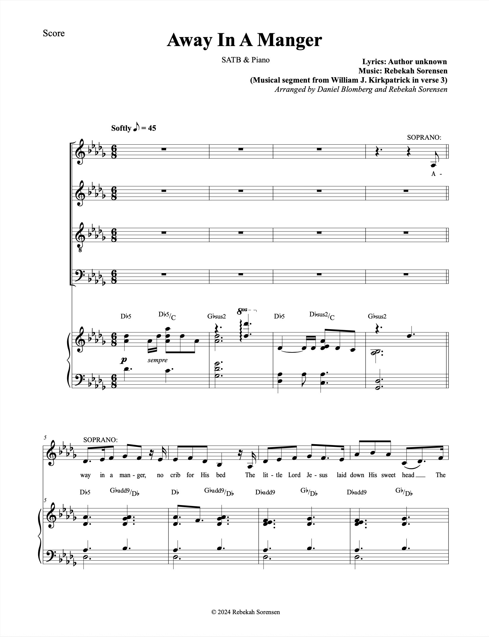 Away in a Manger sheet music cover